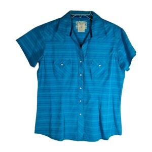 Panhandle Womens LARGE 100% Cotton Pearl Snap Western Button Up Shirt Rodeo